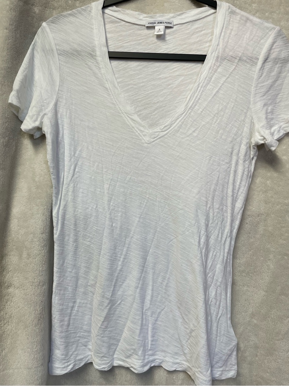 James Perse White Slub V-Neck Short Sleeve Tee